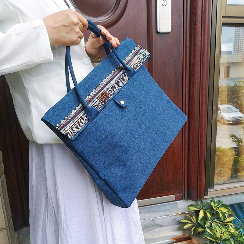 Embroidery craft business briefcase waterproof Oxford cloth conference bag document storage bag can be customized brand pattern office computer bag