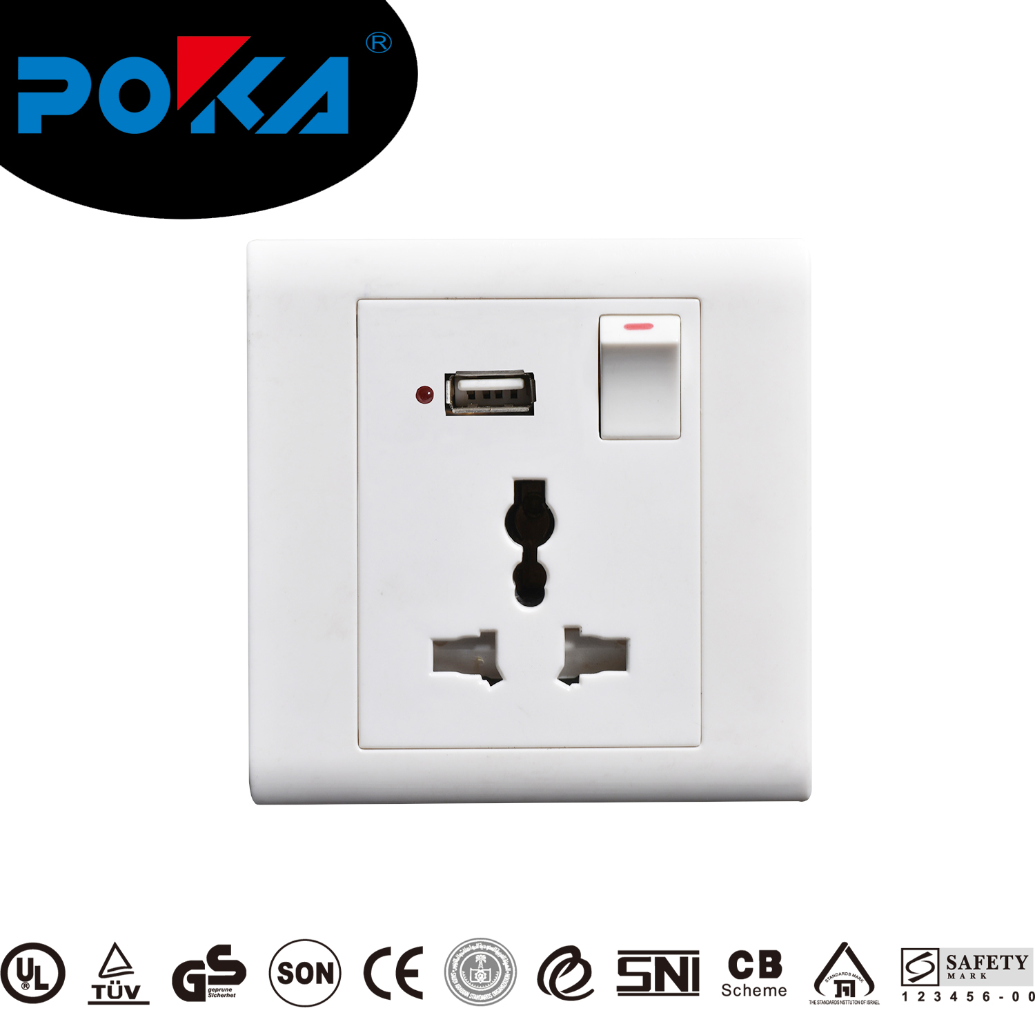 86 type universal multi wall switch socket with USB port