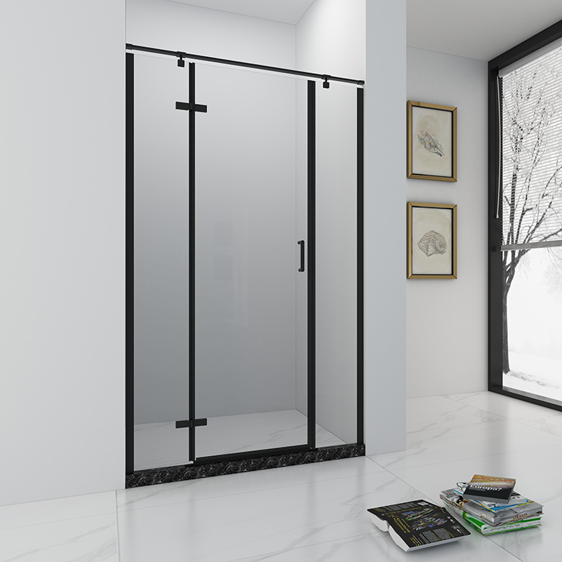 Hinge shower door, square shower room, black hinge shower enclosure，aluminum shower door