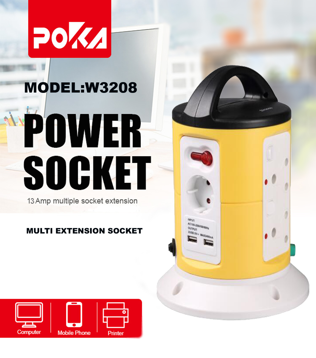 Tower type multi-function power supply extension socket