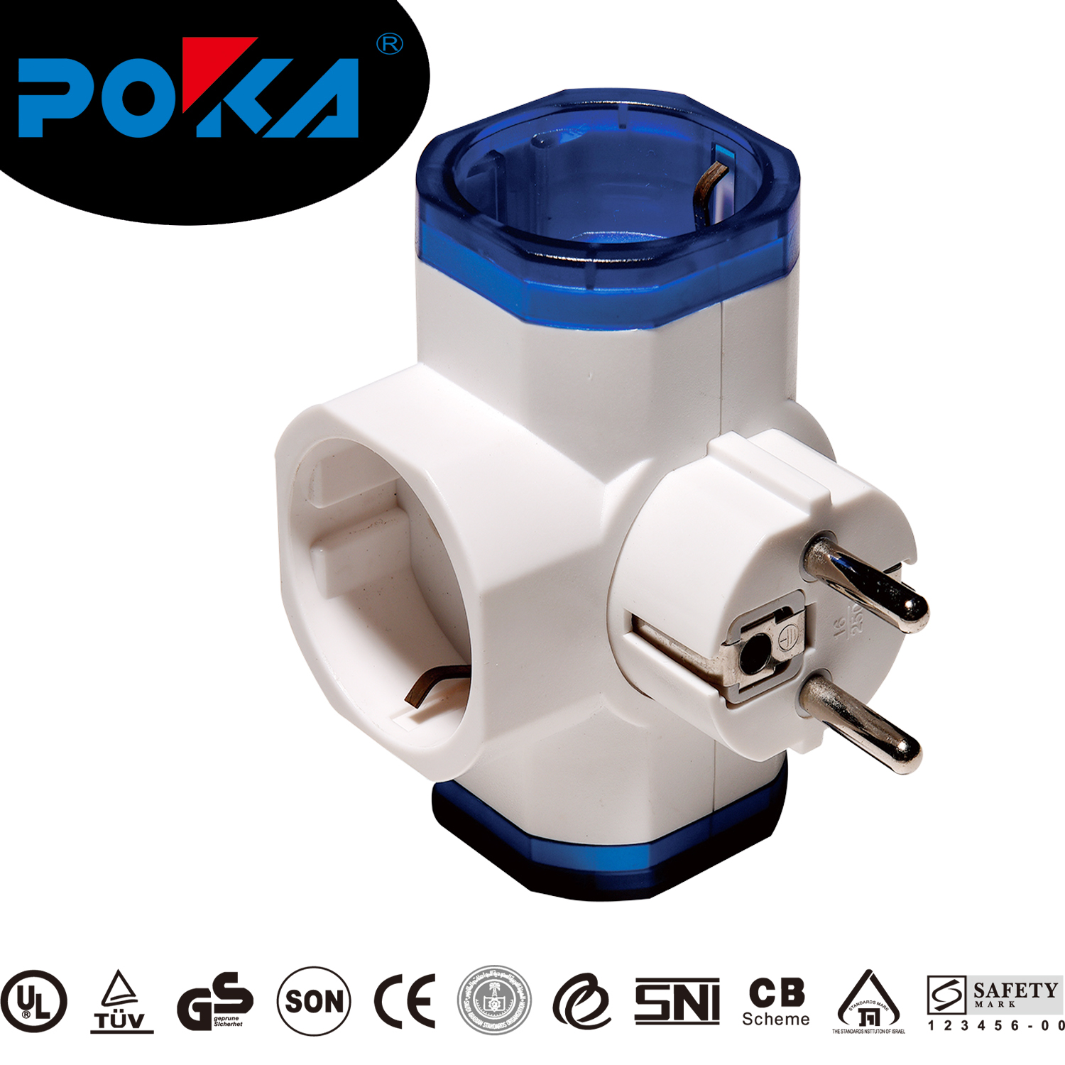 3 way standard grounding EU travel adaptor