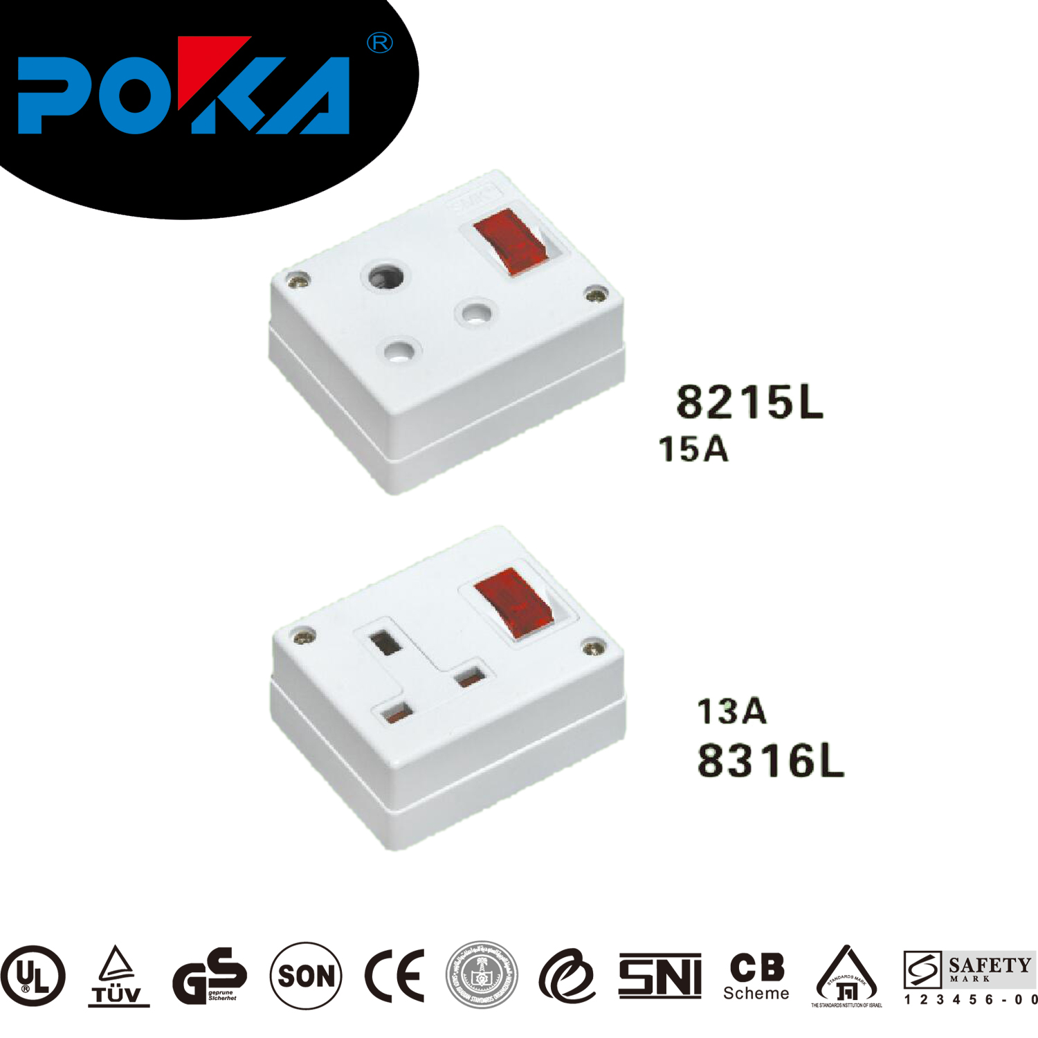 ABS plastic box switch socket with light