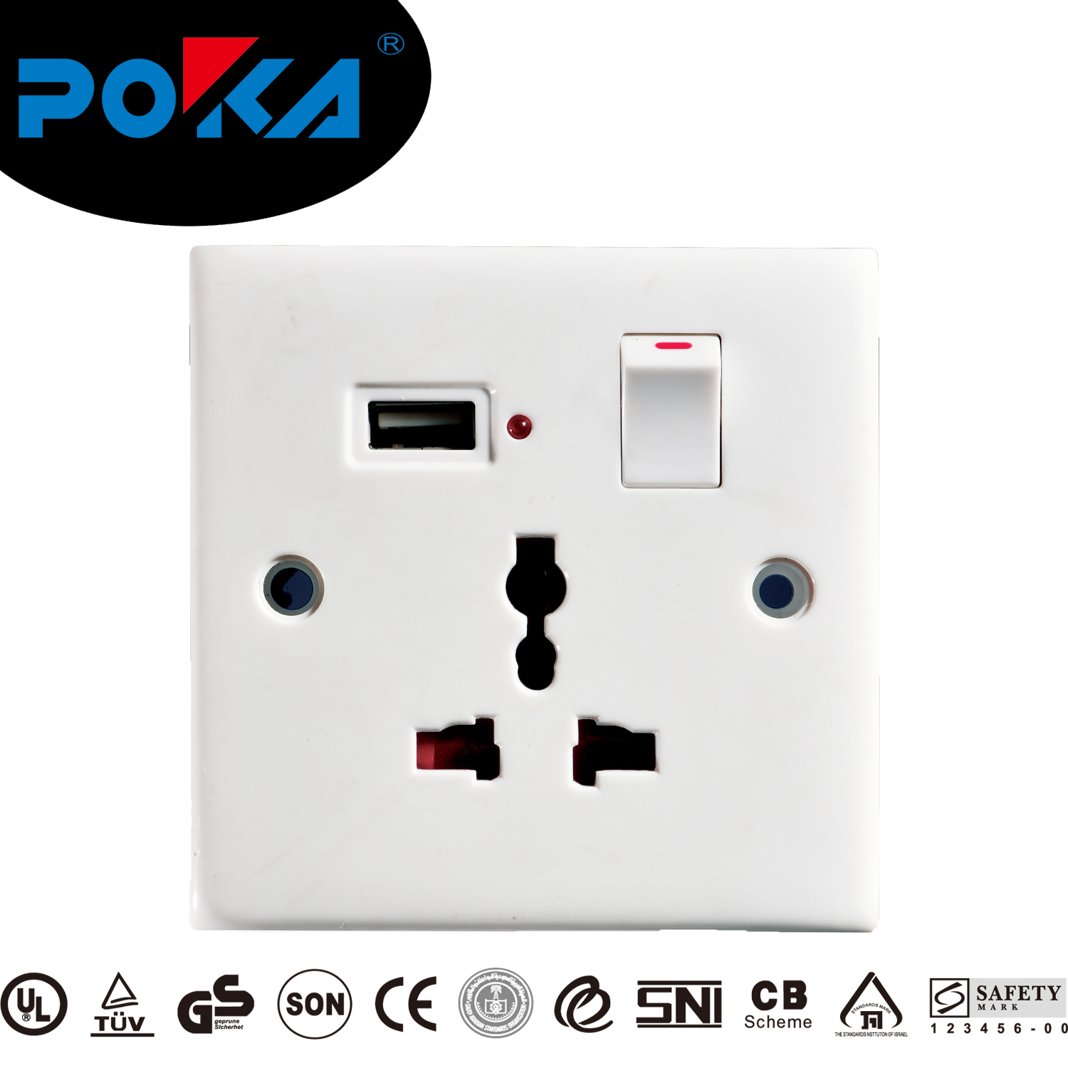 UK type wall switch socket with USB port