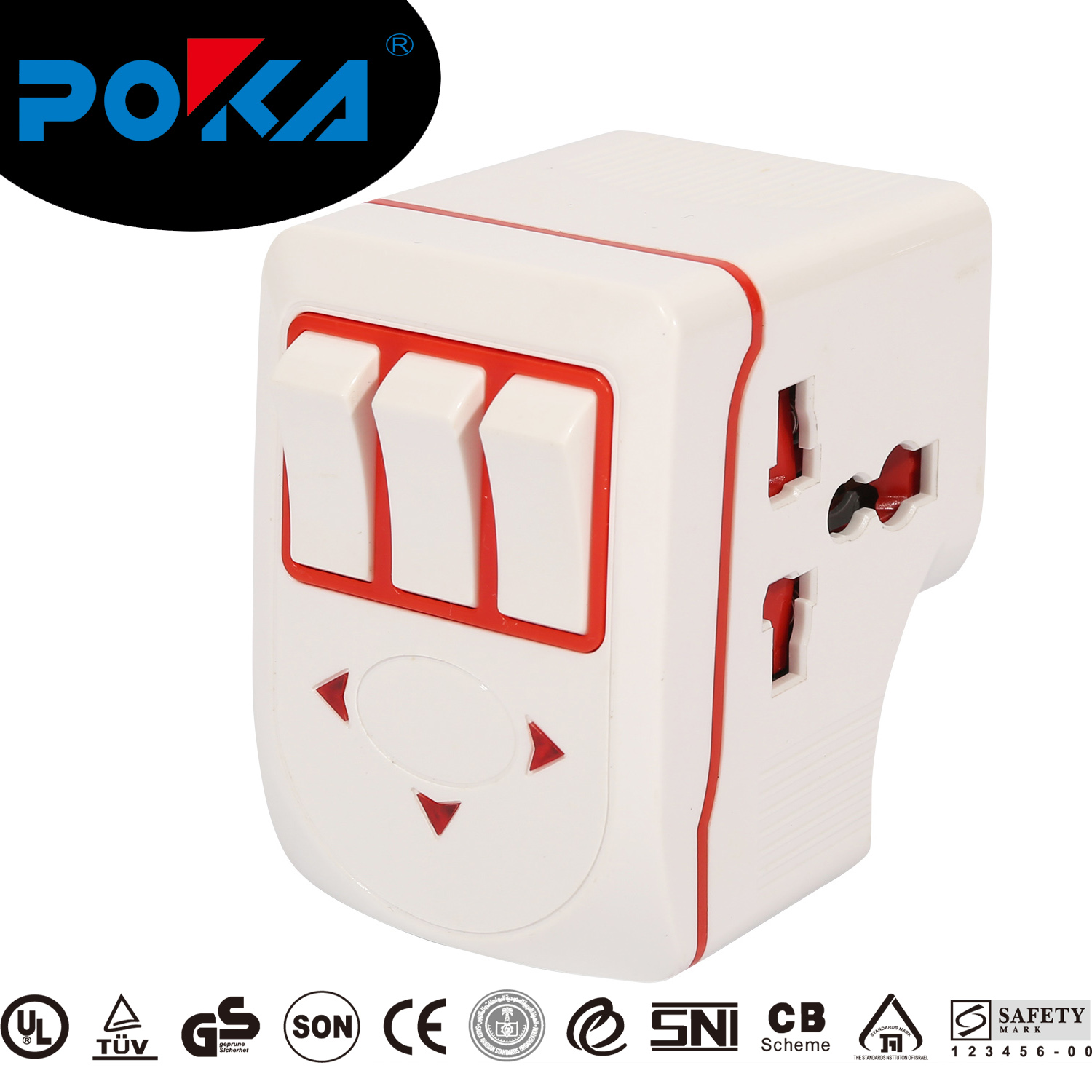UK plug multi dapter with individual switch POKA brand UK936SL