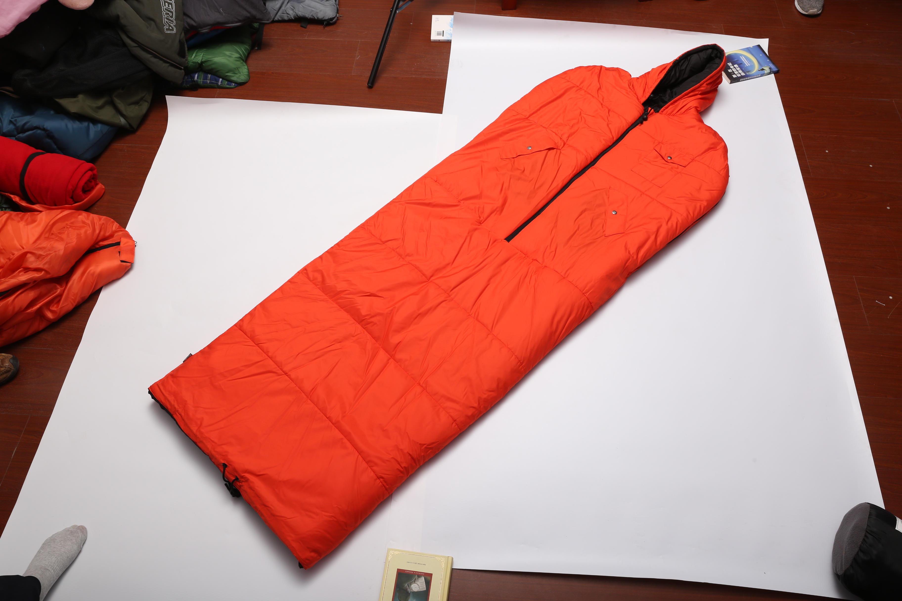 hand-out sleeping bag with hat