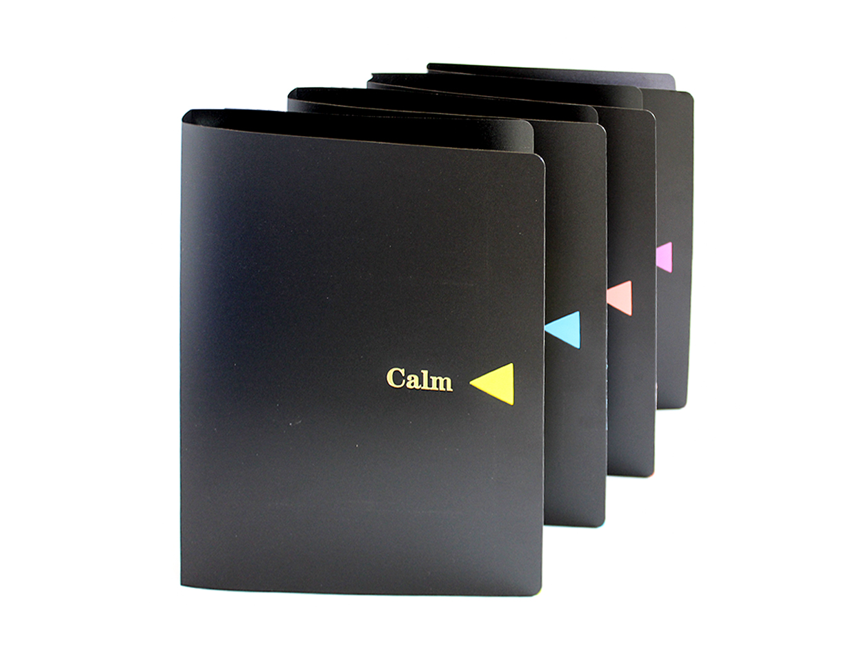 A4 4-ring Binder 1" Black Cover W/ Fashion Attached Pocket