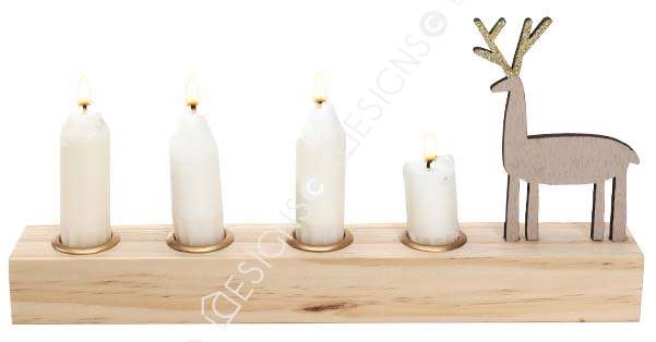 0000000000Natural Wooden Multihole Pillar Candle Holder for Christmas Decoration