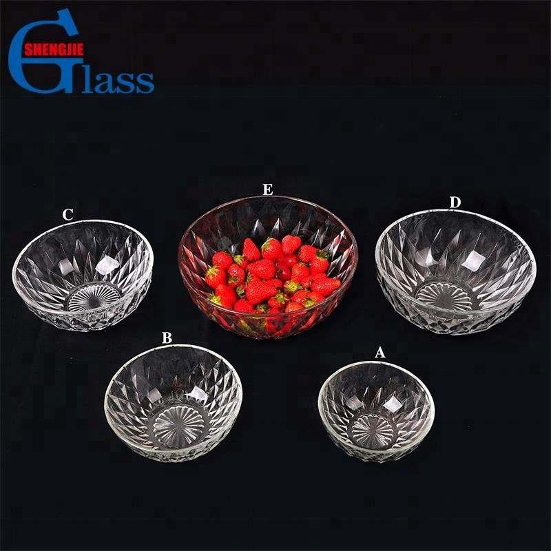 Engraving Diamond Shape Glass Fruit and Mixing Bowl Set