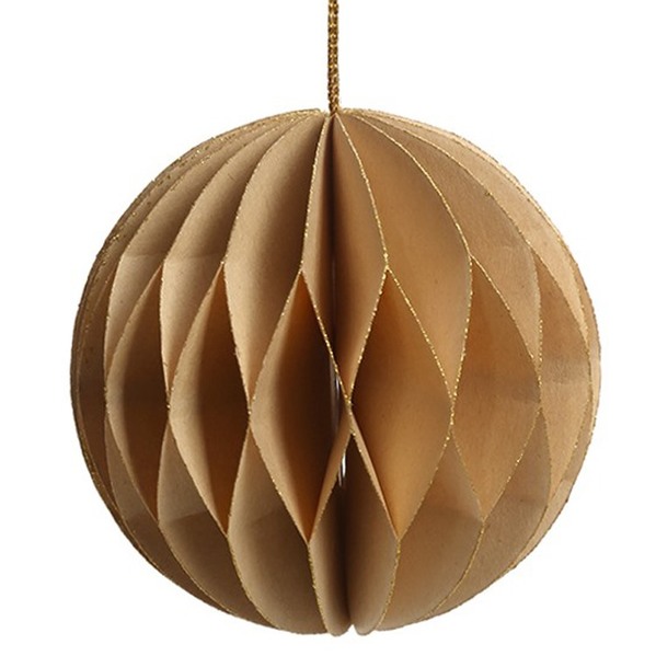 0000000000Christmas Paper Hanging Ball, Brown Honeycomb Paper Balls for Xmas Tree Decoration