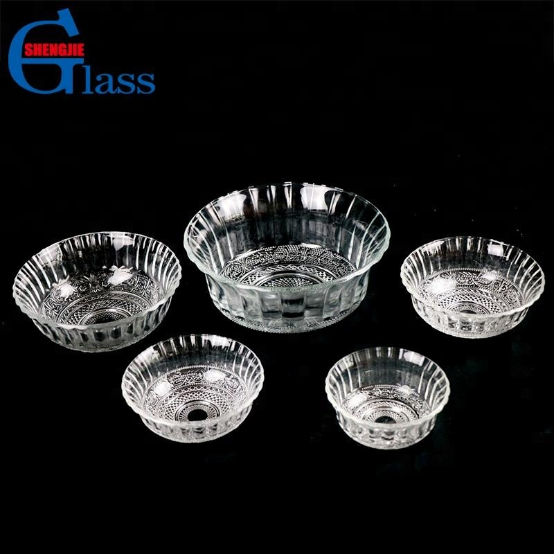 5 Pcs Fancy Wide Mouth Glass Rice Salad Mixing Bowl Set For Kichen restaurant
