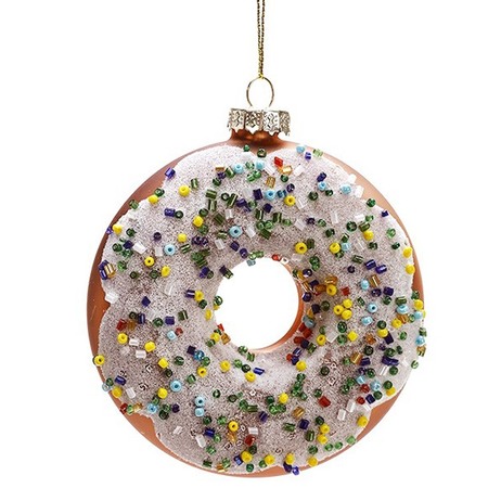 0000000000Hanging Round Colorful Glass Donut Blown Ornament for Christmas Tree