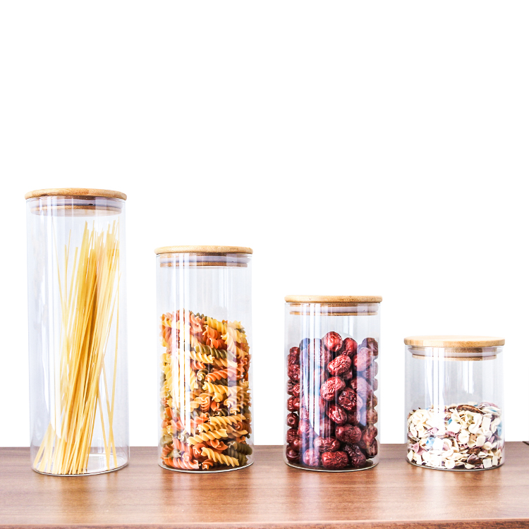 Glass Storage Jar High Borosilicate Cheap Glass Jars Bamboo Lid