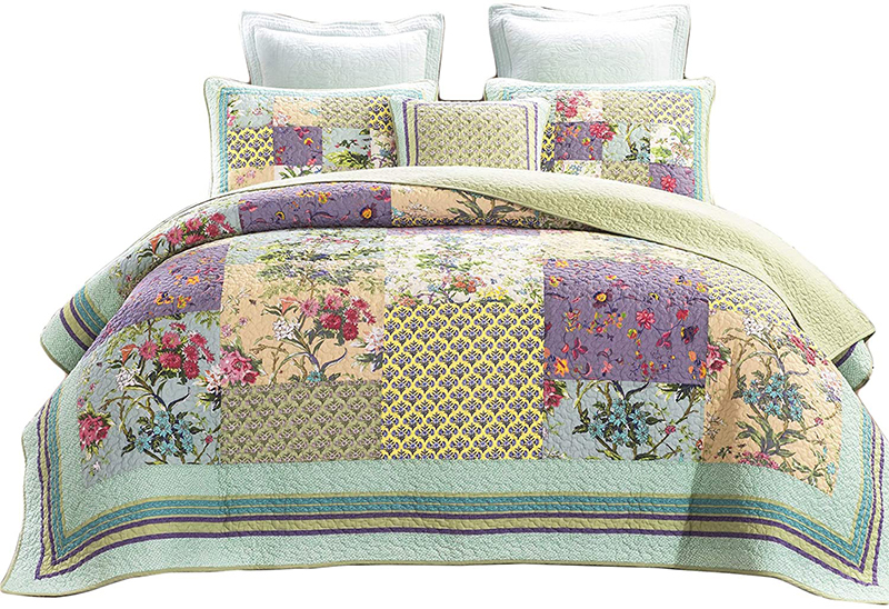 Embroidery quilt patchwork 3pcs bedspread/bedding set quilts