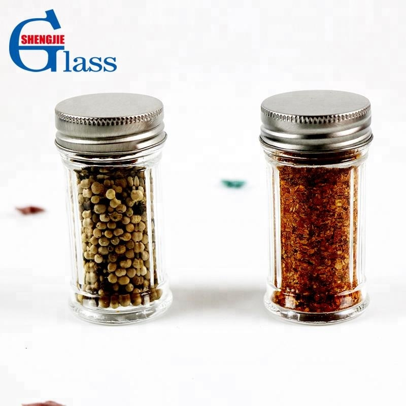 Mini Fancy Glass Spice Jar With Stainless Steel Screw Lid