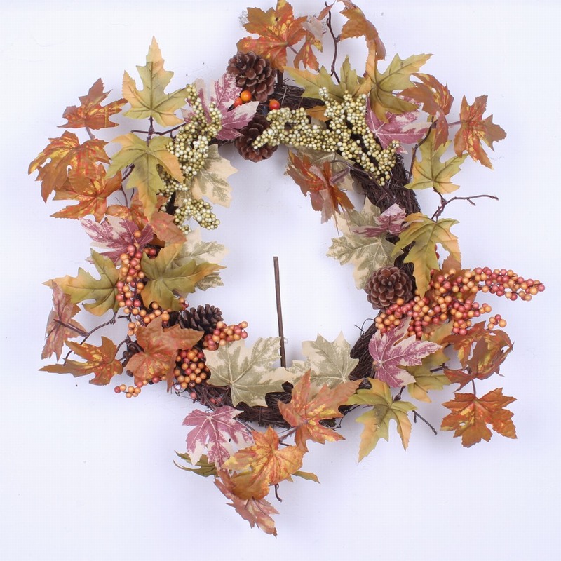 New arrivals 24 inch wreath autumn decoration with sunflower maple leaf