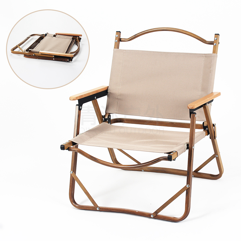 Hot sales outdoor camping self-driving aluminum wood grain lightweight folding chair