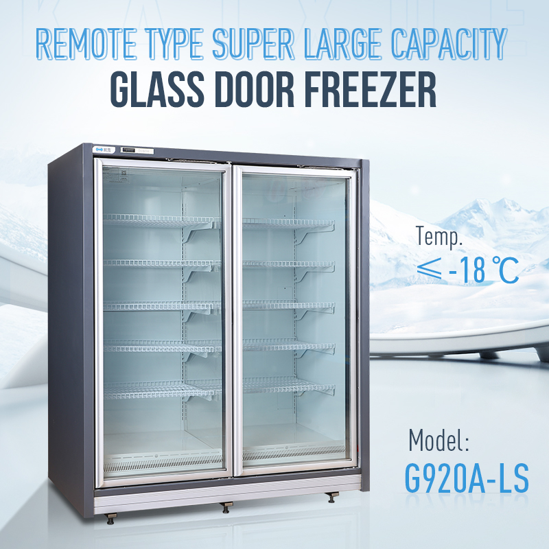 Commercial vertical double glass door beverage display fridge freezer