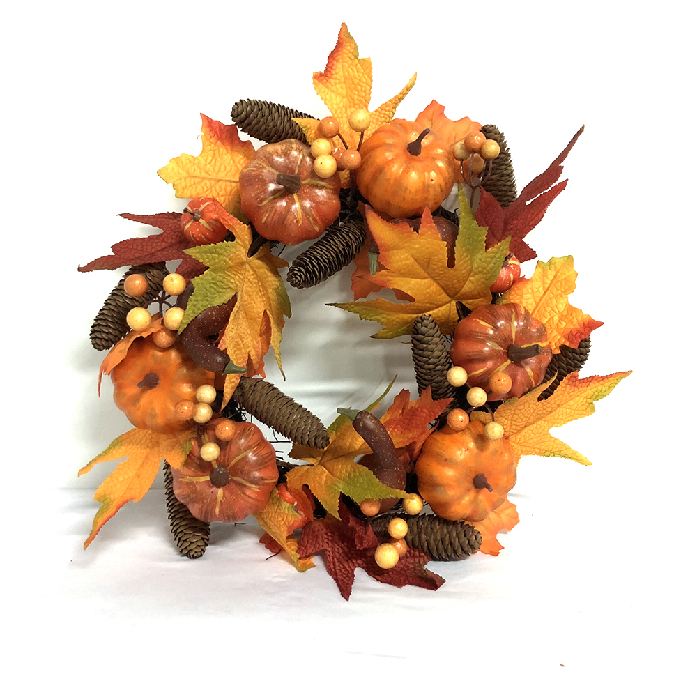 Fall harvest Decorations autumn Artificial Maple Leaf and Berry Ornaments Wreath for Front Door Window decor