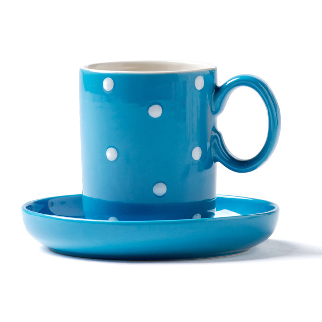 Colorful Fashion Ceramic Good Afternoon Tea Cups & Saucers Set