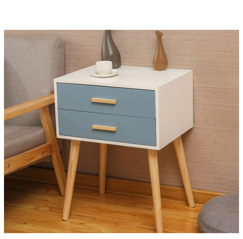 Set of 2 Bedside End Table Nightstand Sofa Coffee Table Night Stand with Drawers Storage