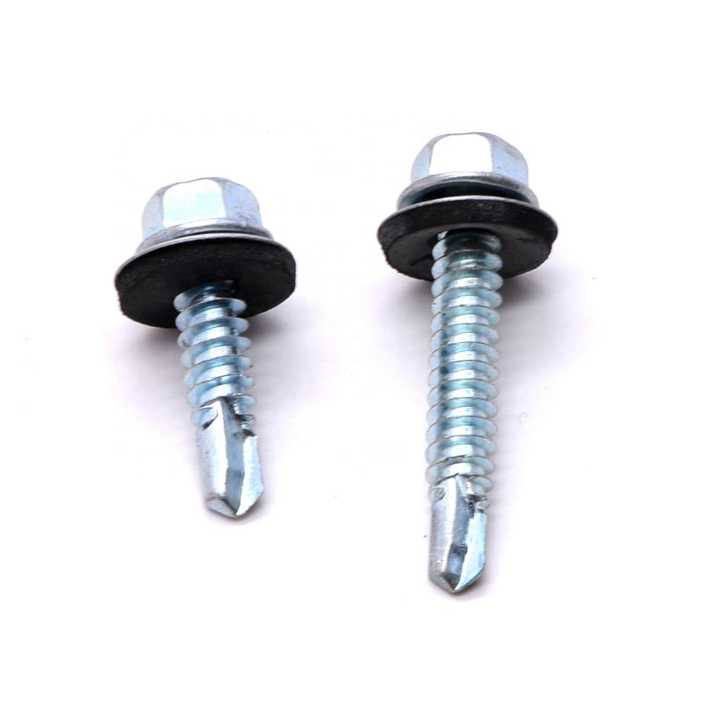 Hexagonal Hex Head stainless steel self drilling screw with rubber washer