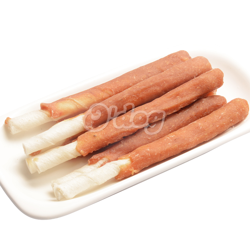 Salmon & Bleached Rawhide Stick