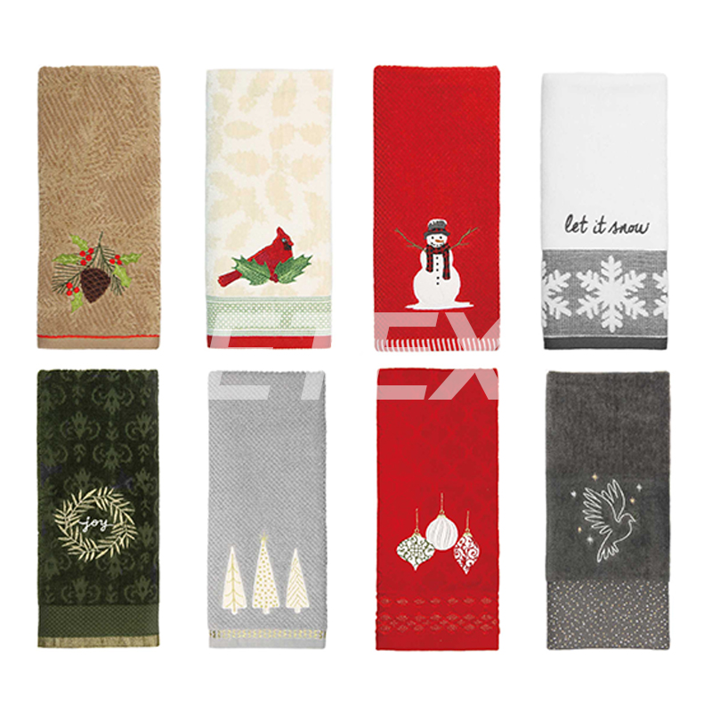 100% cotton Christmas embroidery hand towel
