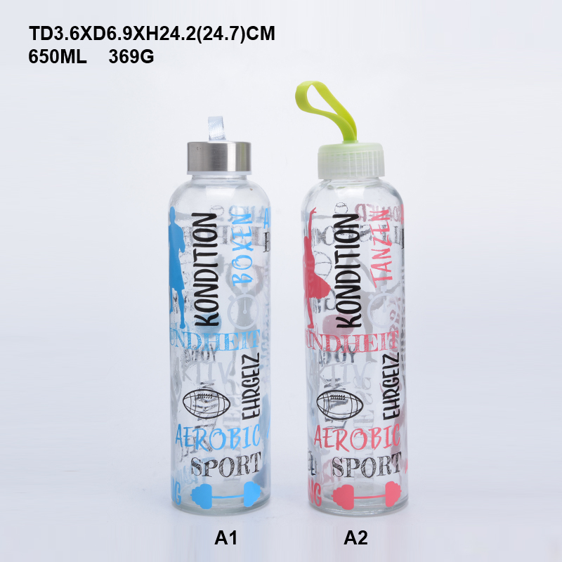 Clear Glass Water Bottle With Clear Swing Top Lid