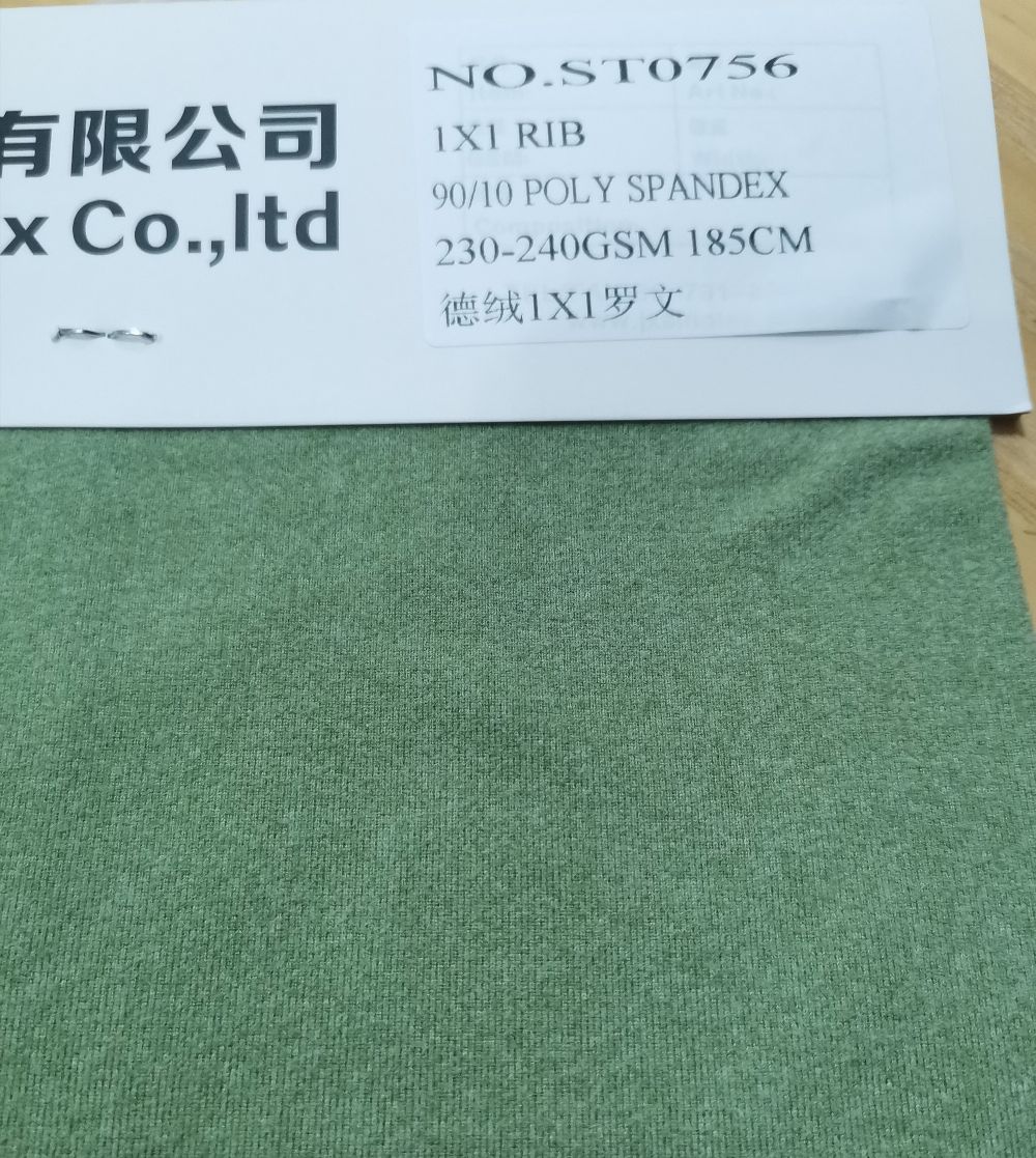 St0756 90%polyester 10%spandex 1x1 Rib 230-240gsm, Width 185cm
