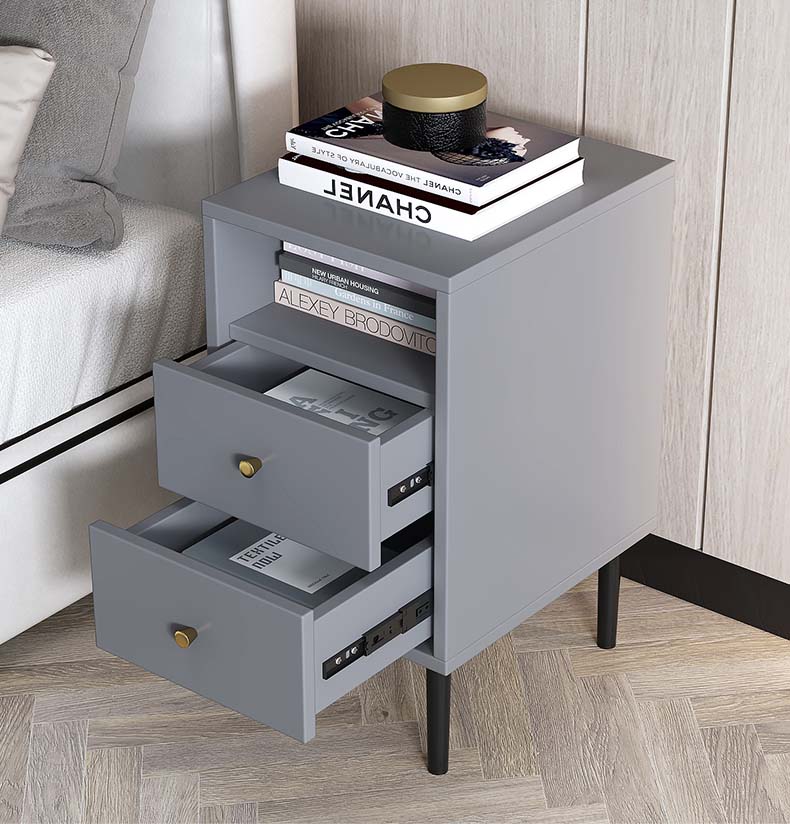Nordic High Stool Wooden Leg Newest Nightstand with 2 Drawers