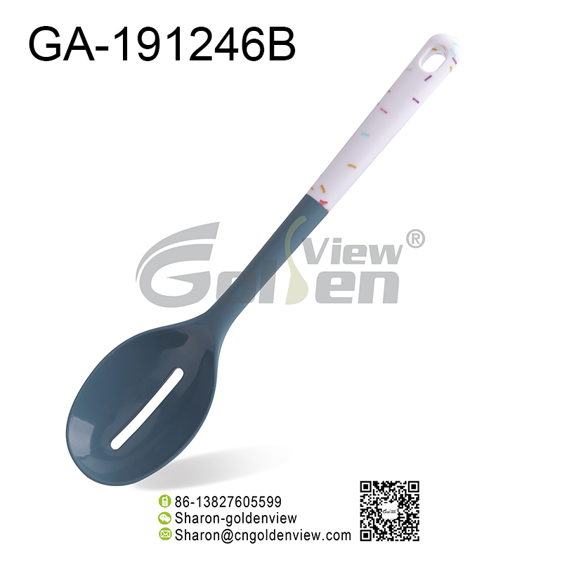 Speckled silicone slotted spoon