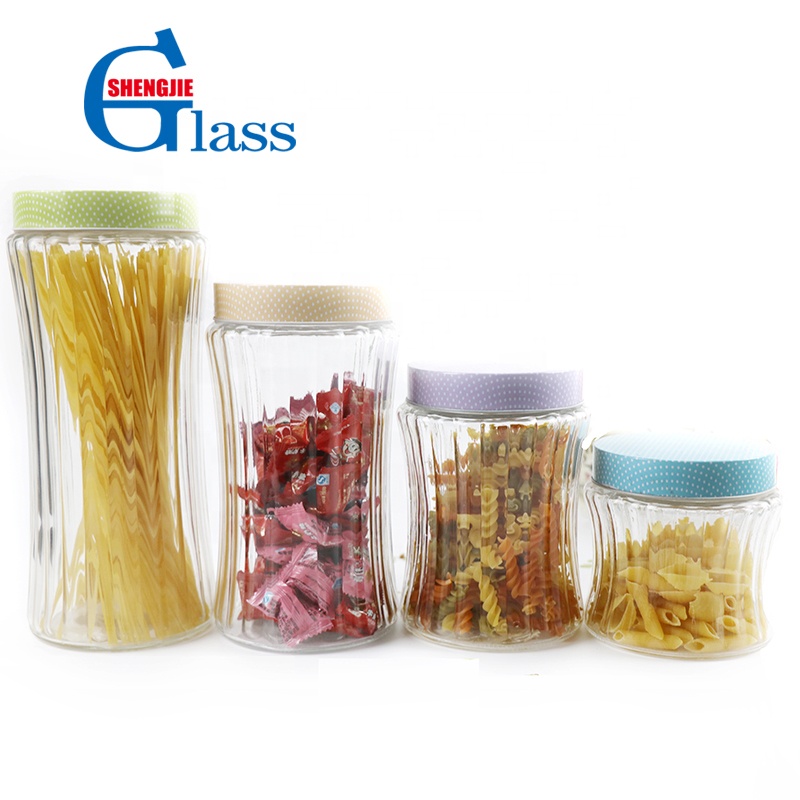 Wholesale Clear Set 4 Glass Jar Supplier Glass Jar Supplier With Different Design Tin Lid
