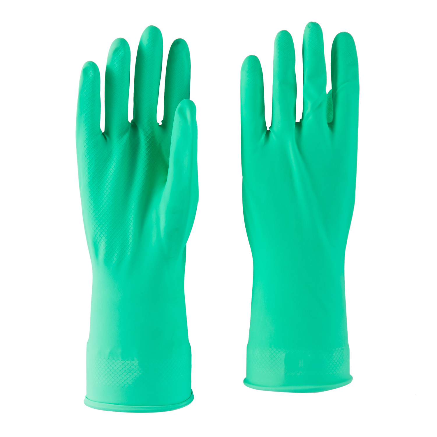 Green color spray flocklined rubber household gloves 60g