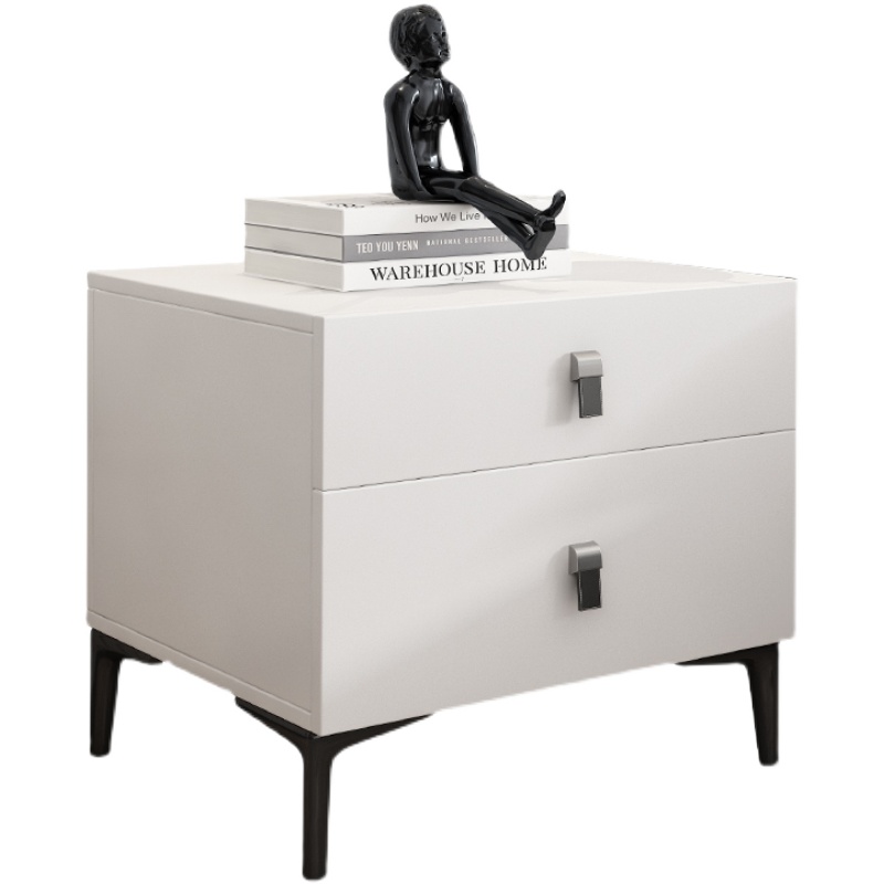 Wooden Bedside Nightstand Side Table with 2 Drawers Design Black White Customized Wood Style Packing Modern Painted Bedroom