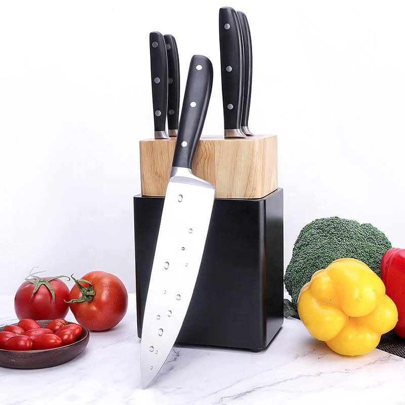 Justa New Arrival 5Pcs Classic Forged Triple Rivet Chef Knife Set With Knife Holder