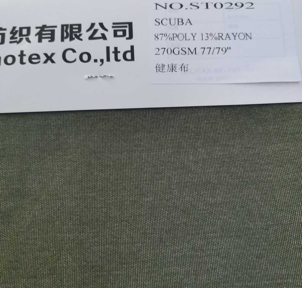 St0292 87%polyester 13%rayon Scuba 270gsm, Width 77/79"
