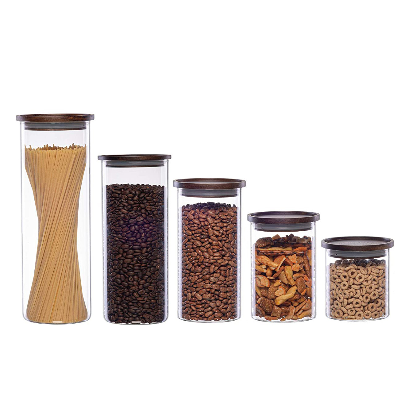 Food Grade Acacia Wood Seal Lid Glass Jar Food Jar With Lid Glass Storage Jars Airtight Lid
