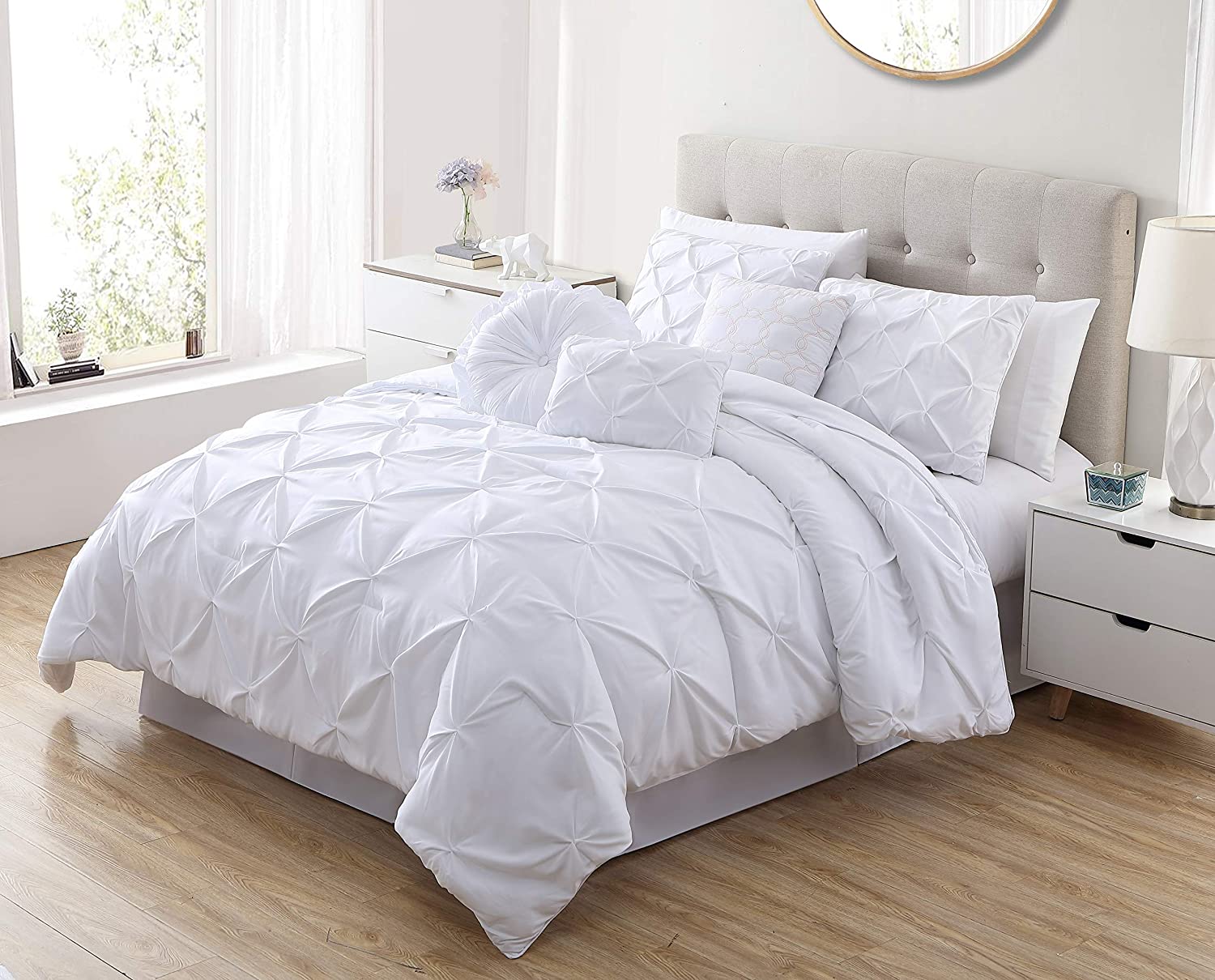 Sydney 7-Piece Pinch Pleat Pintuck Bedding Comforter Set
