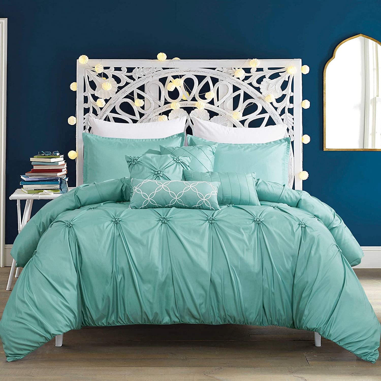 3 Piece Duvet Cover Pintuck Pinch Pleat Design Soft Luxurious All Season Set