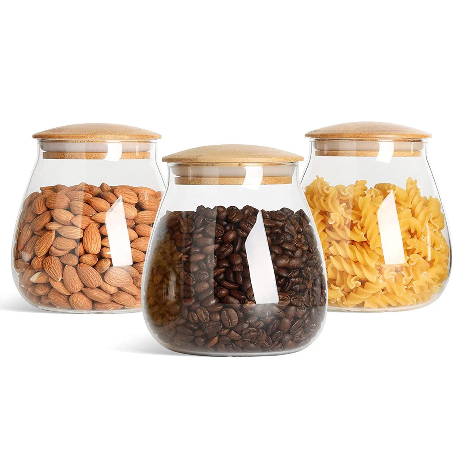 New design mumu kitchen empty glass spice bottle jars bottles set with spoon bamboo lid