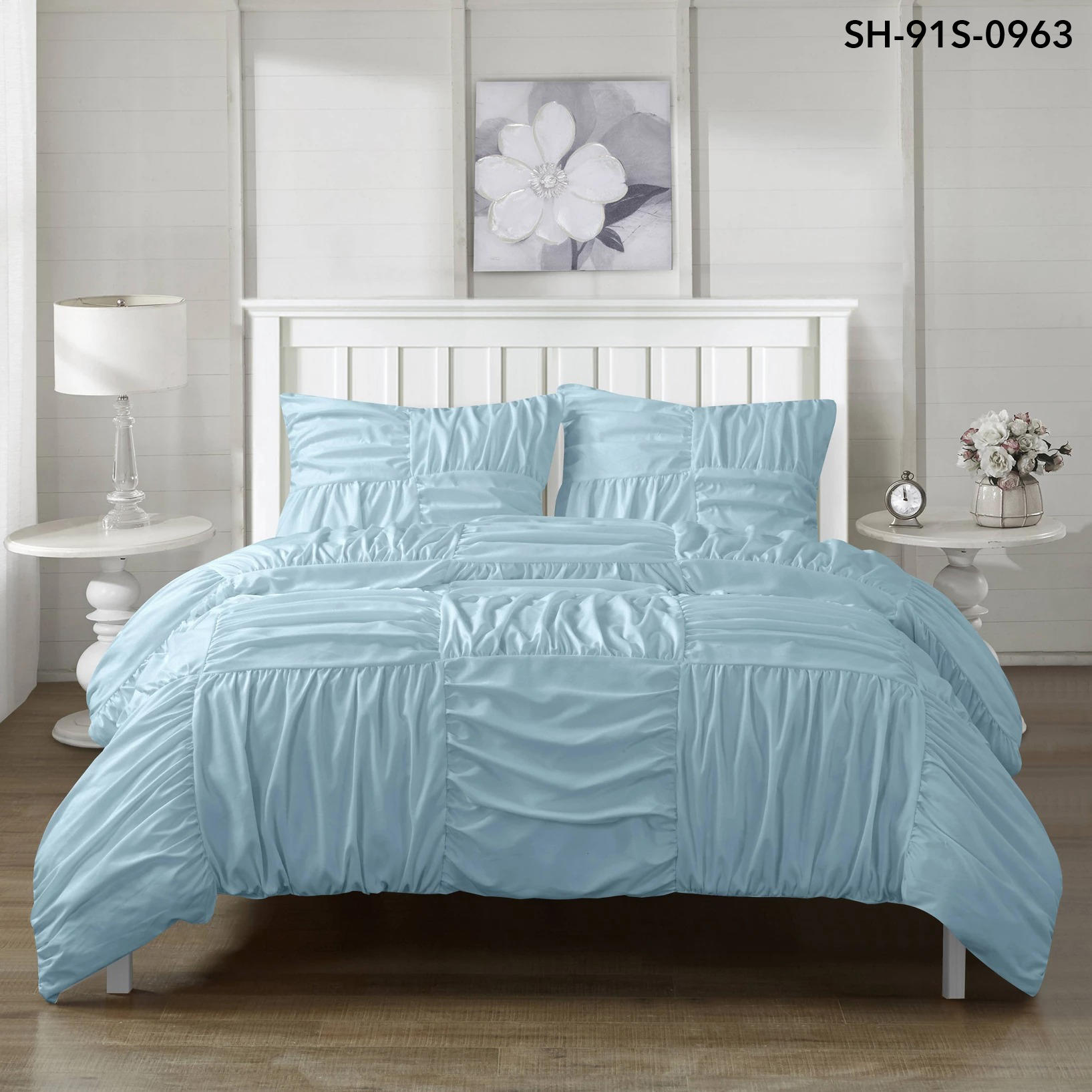 Pintuck Comforter Set Microfiber All Season Down Alternative Bedding Set