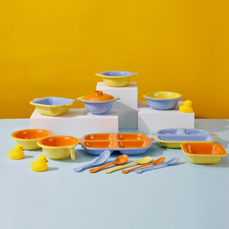 Yangge new colored food contact safe kids melamine tableware set