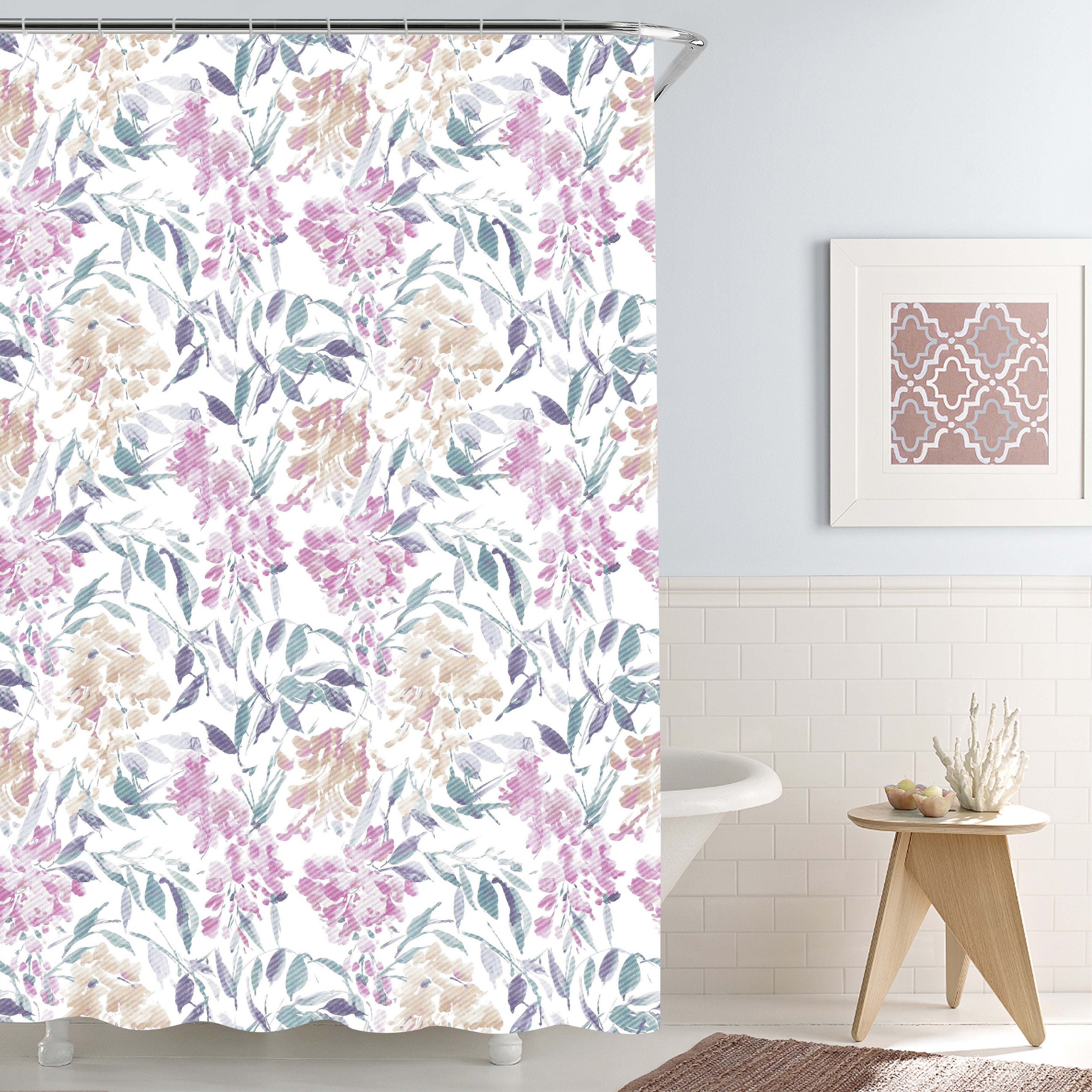 Waterproof bathroom partition curtain printing polyester shower curtain