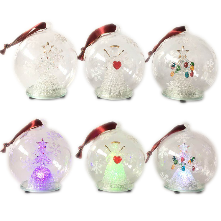 Color-Changing LED Christmas Glass Ornament | Dual-Use Gift