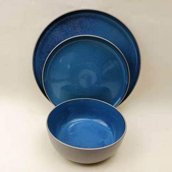 12piece ceramics sea blue dinner sets for home and restaurant