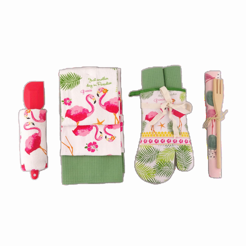 Summer design printed kitchen towel with cooking spatula