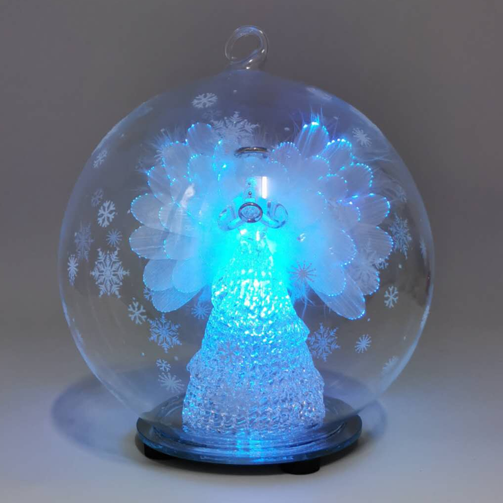 Optical Fiber Glass Angel LED Ball | Color Changing Light | Wholesale Custom Christmas Pendant