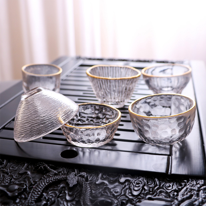 Light luxury tea cup embossed glass arabic coffee cups set small mini tea cup sets
