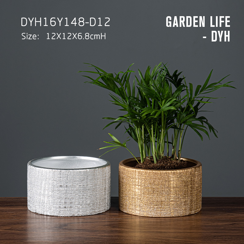 Environmentally-friendly rough surface round ceramic flower pot