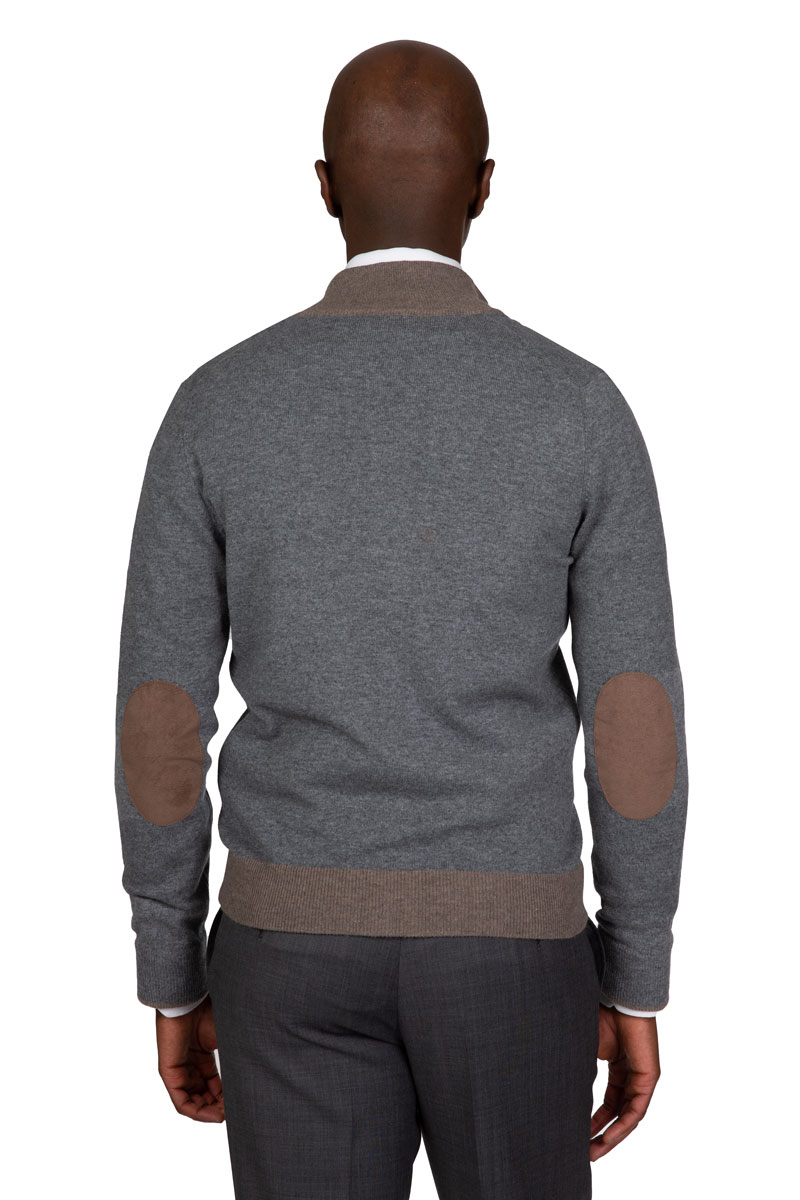 MEN SWEATER Zip cardigan with elbow patches PJ 55106/93 & 78